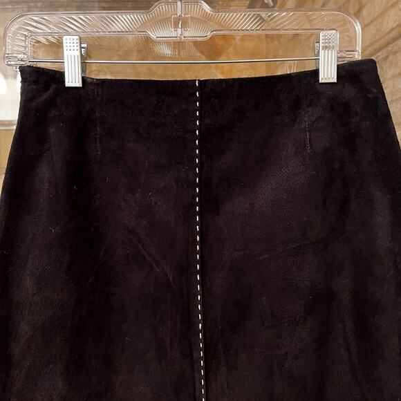 NEW Rem Garson Suede Leather Vintage Aline Midi Contrast Full Two Tone Black Sk… - Picture 8 of 15